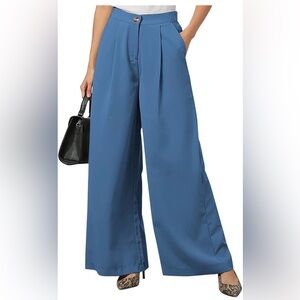Blue Wide-Leg Palazzo Pants